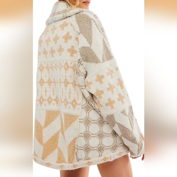 NWOT FREE PEOPLE BRIGHT OPTIMISTIC CARDIGAN IN NATURAL - Picture 2 of 13